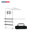 Portable L-Shaped Fabric Display with Shelf & TV Mount