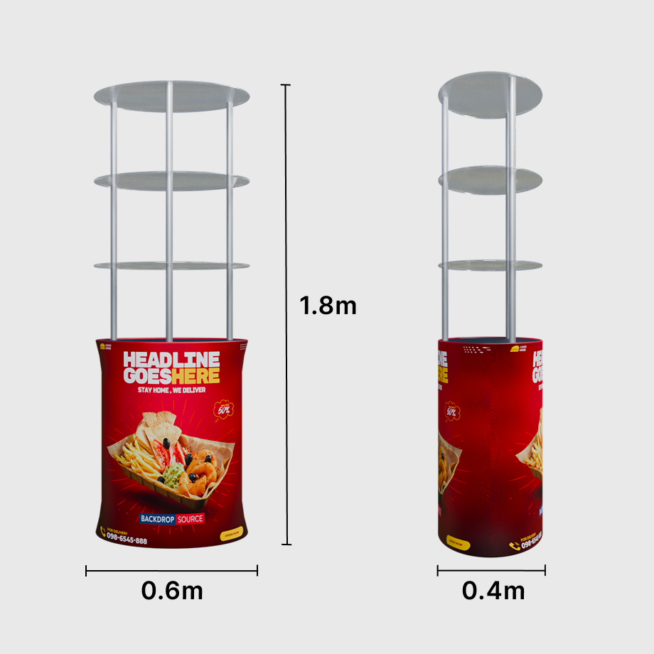 Oval Counter Display with Triple Shelves