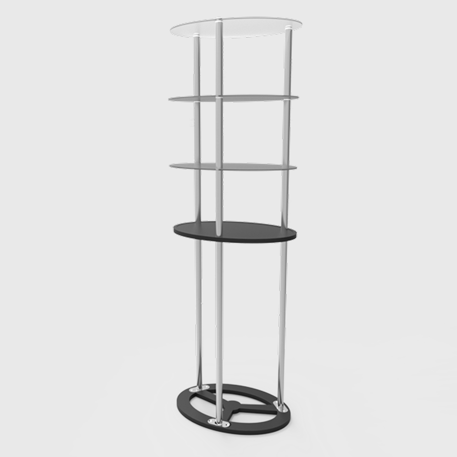 Oval Counter Display with Triple Shelves