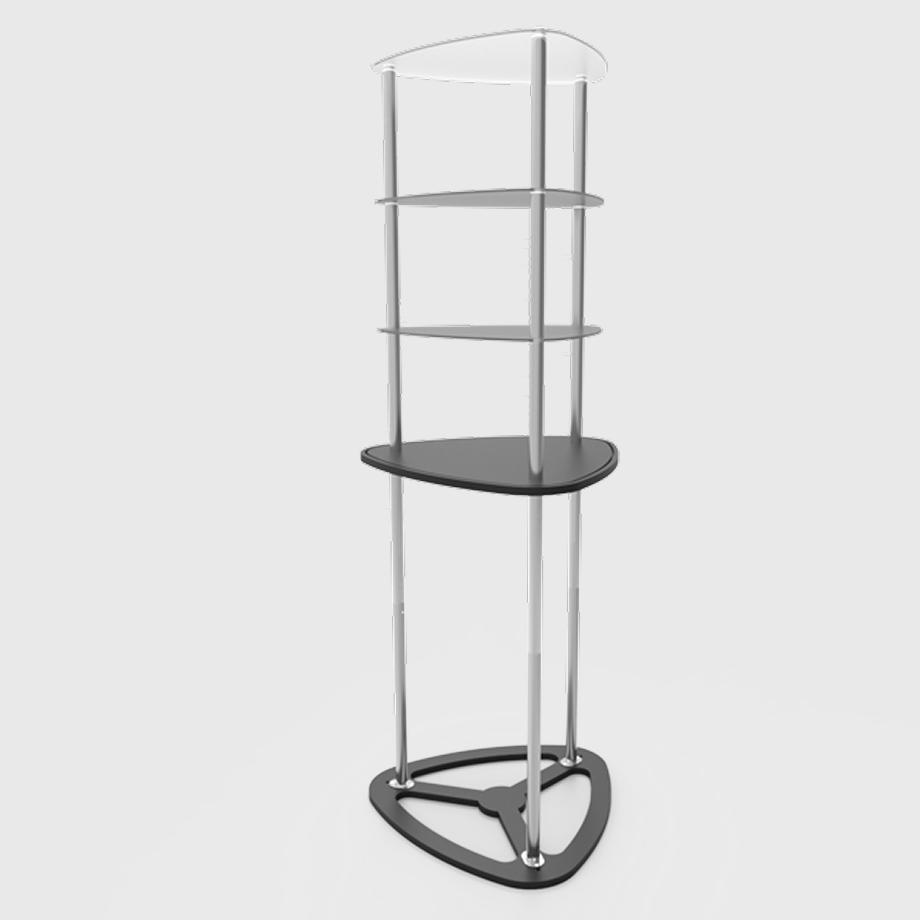 Triangular Counter Display with Triple Shelves