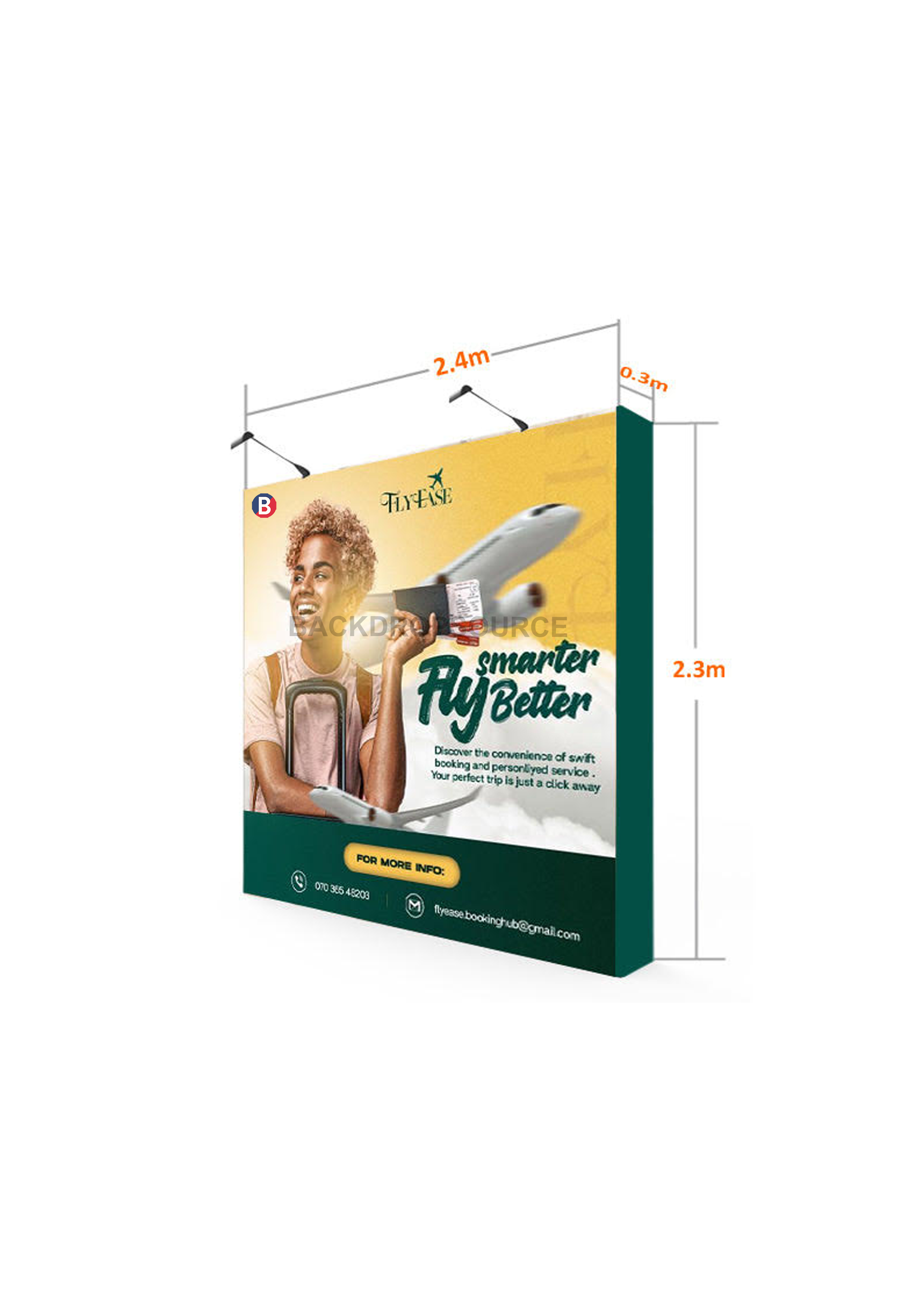 Popup Straight Backwall Kit with Clamping Lights