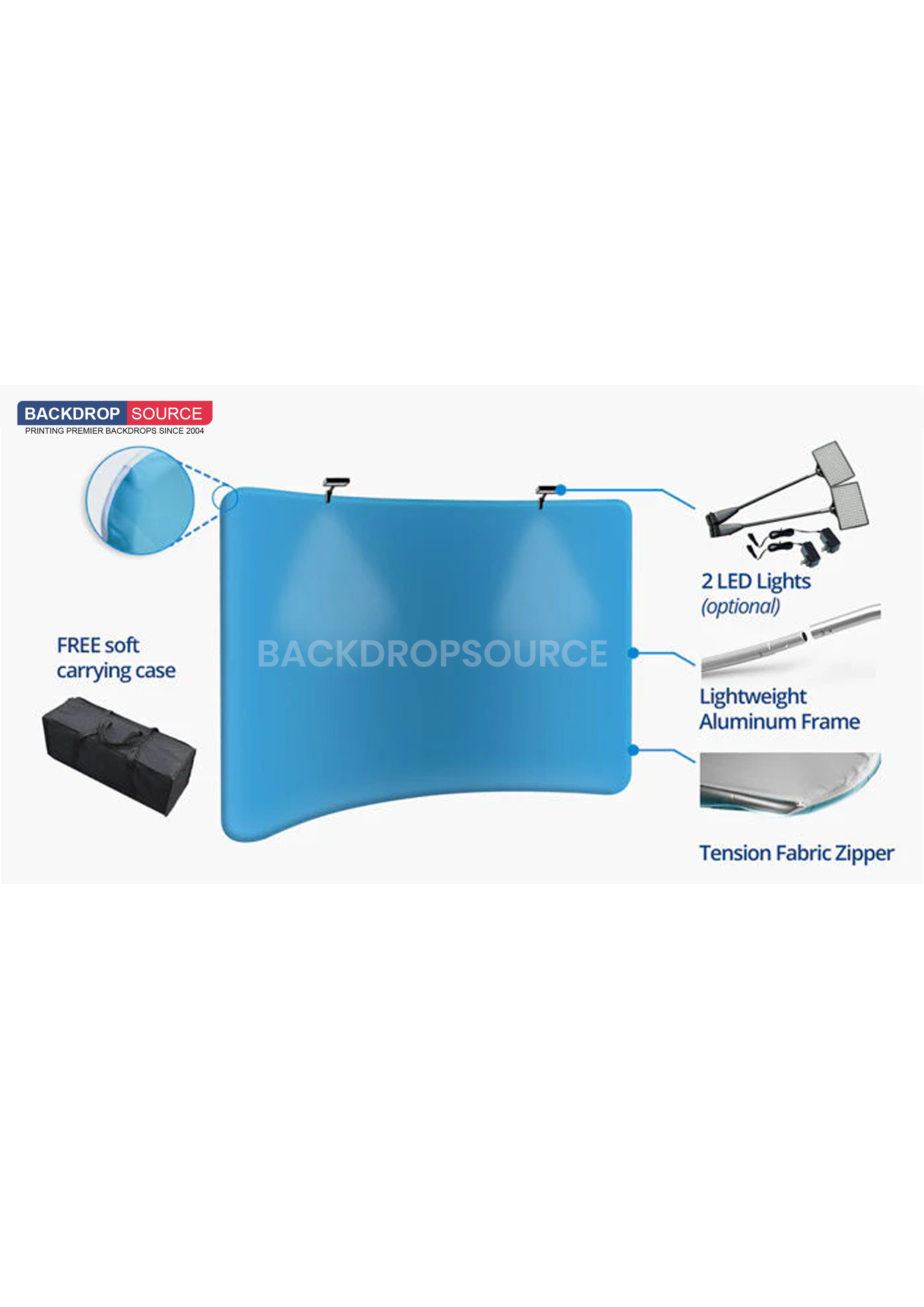 Premium Curved Backwall Kit with Clamping Lights