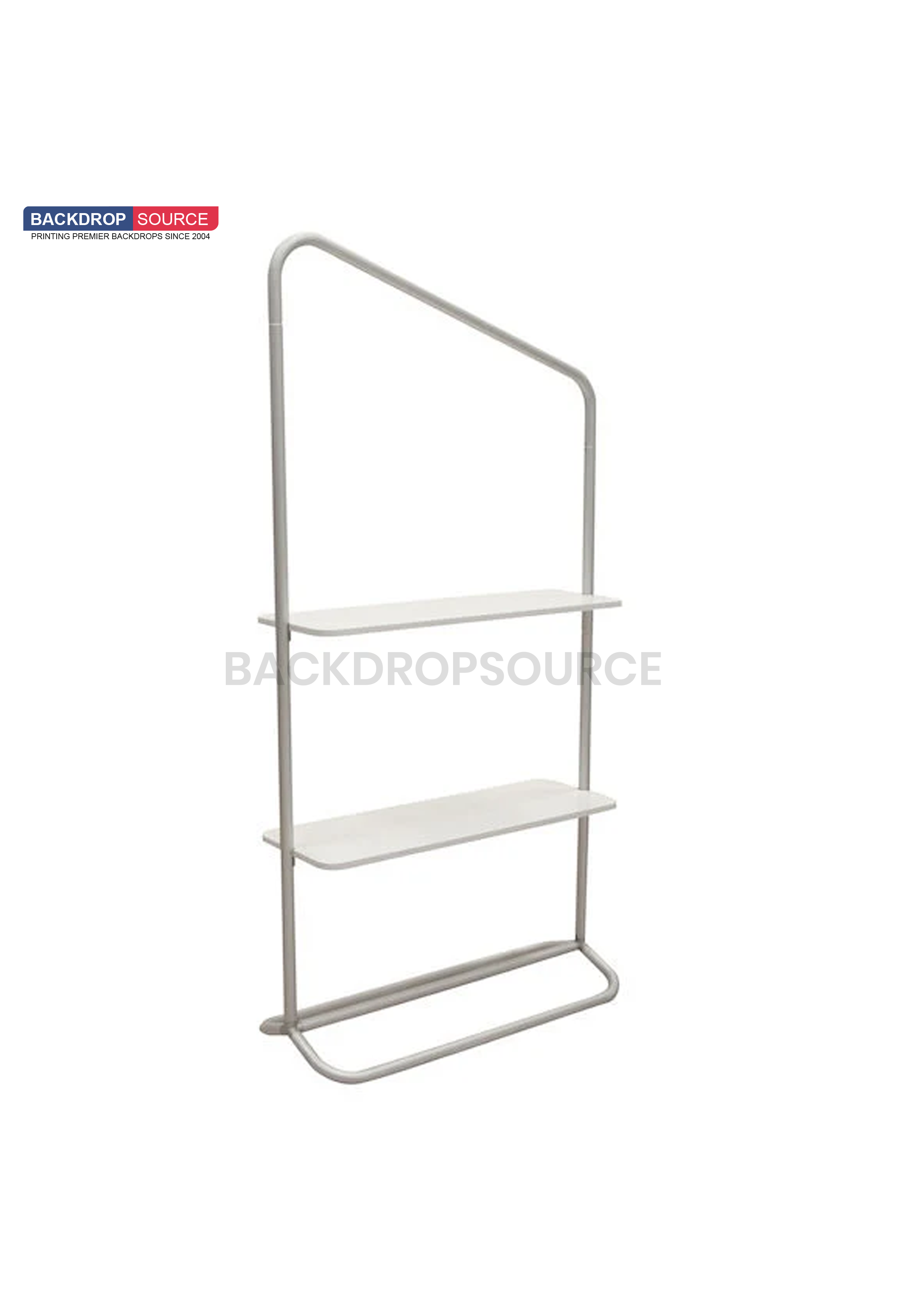 Inclined Display Wall with Shelves