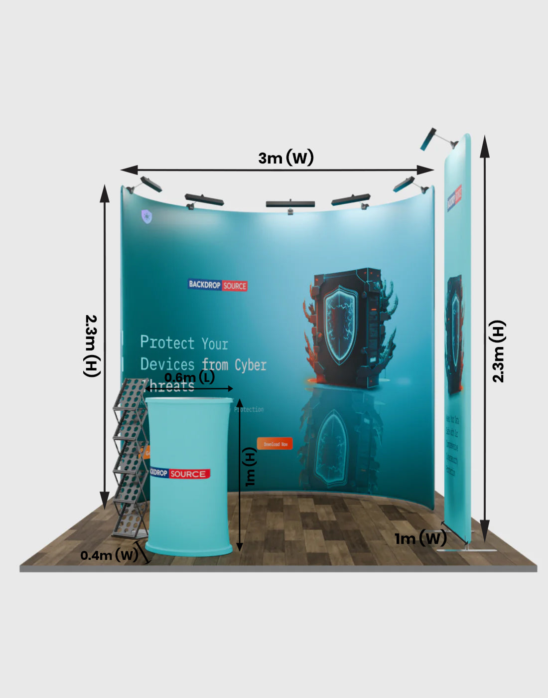 Modular U Shaped Exhibition Kit for 3m Wide Booths