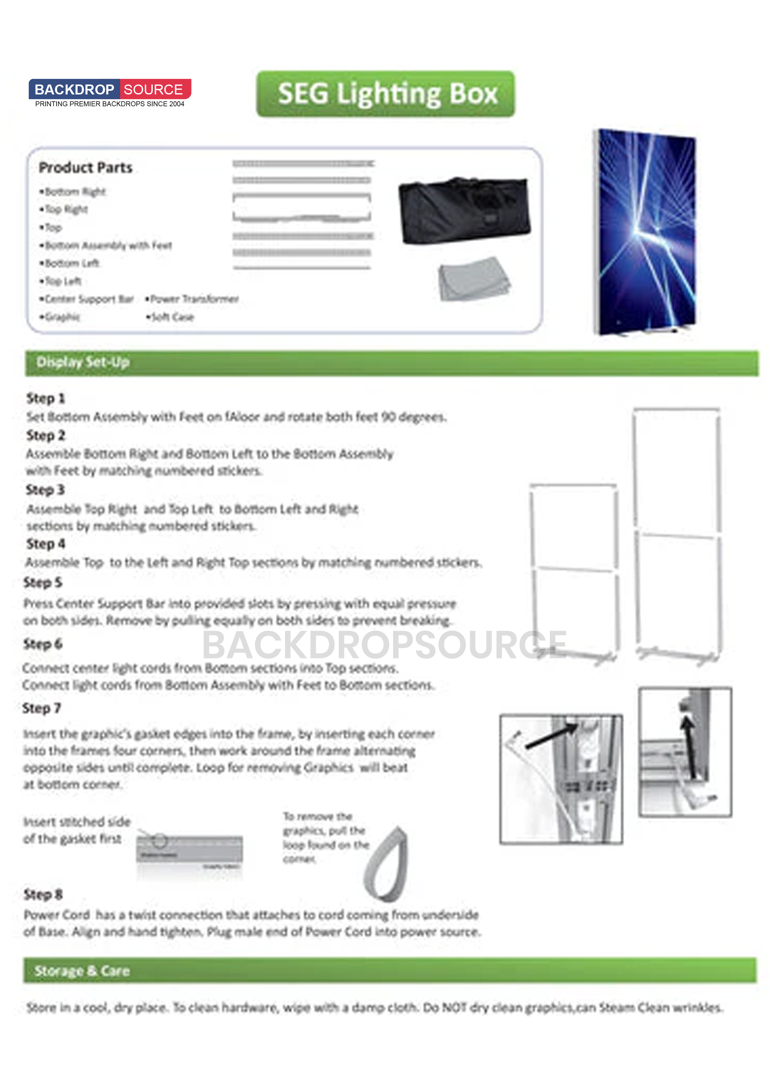 SEG Frameless Fabric Led Light Box Display - 3m W X 2.5 H