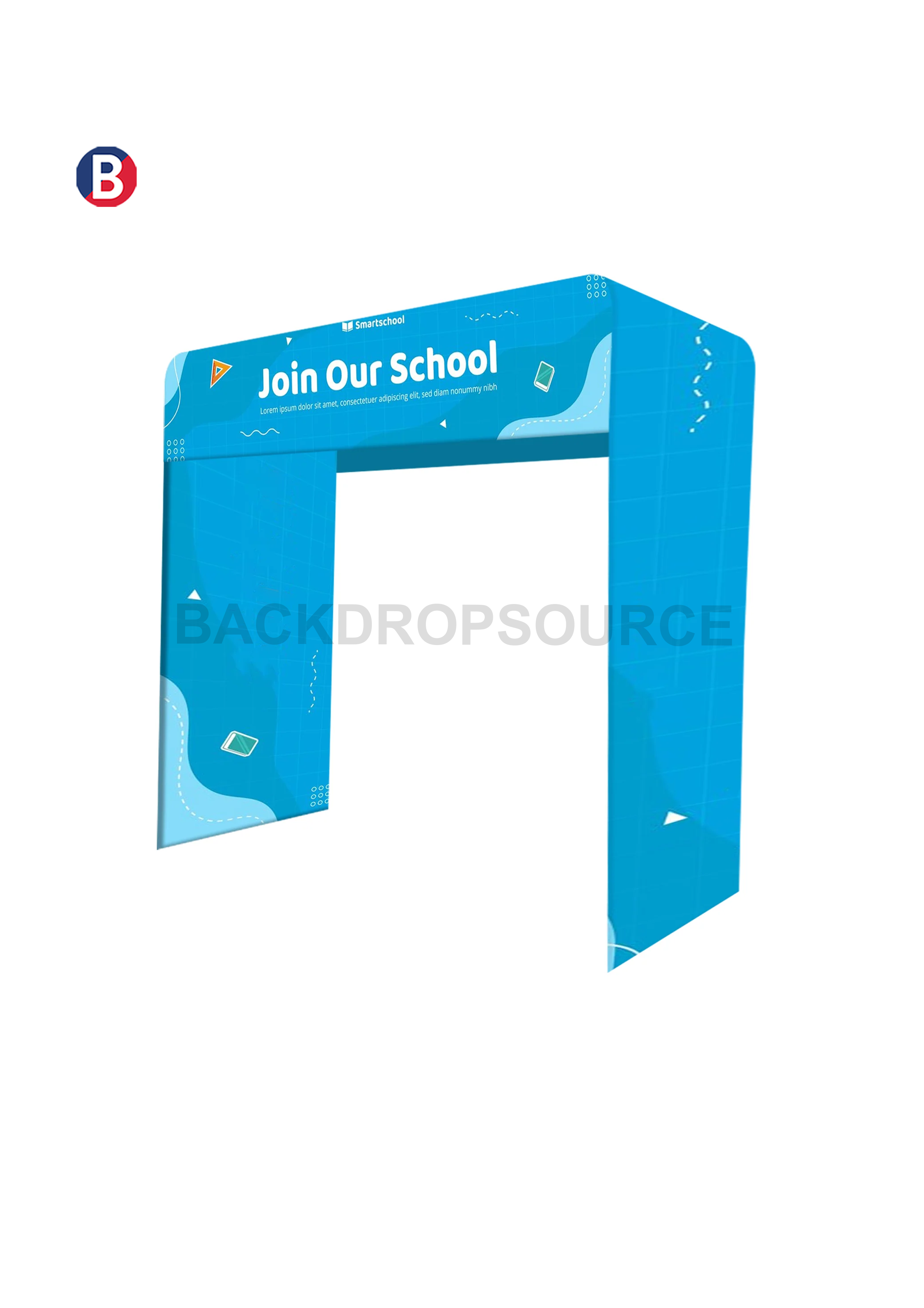 Square Shape Tension Fabric Display Arch With Header
