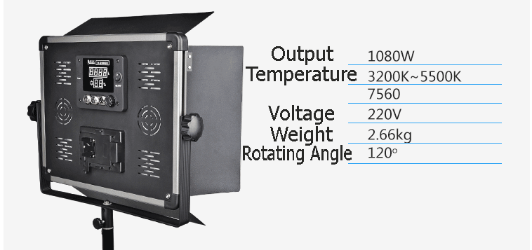 2 x 1000W Bright Bi-Colour Led Video Panel Light Kit with Dmx Output