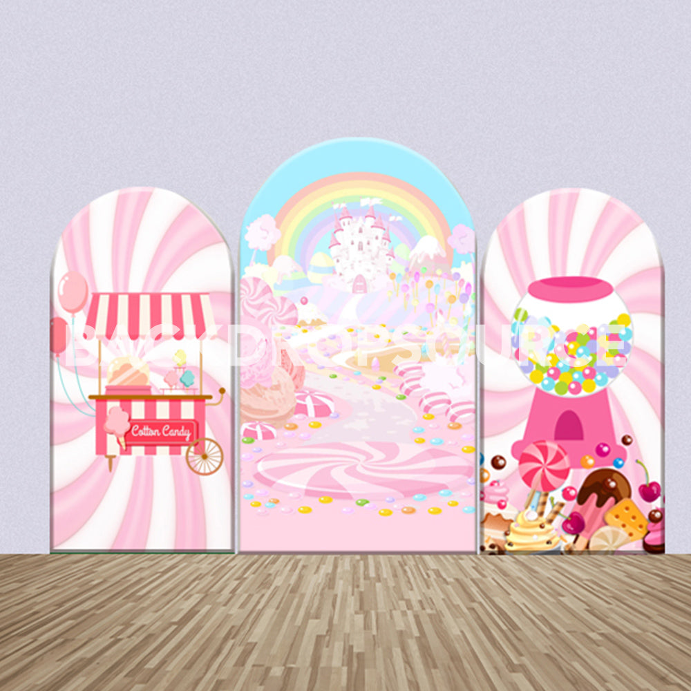 Rainbow Castle and Candyland Themed Party Backdrop Media Sets for Birthday / Events/ Weddings