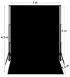 3M X 4.5M Black Photography Backdrop With Support System Stand