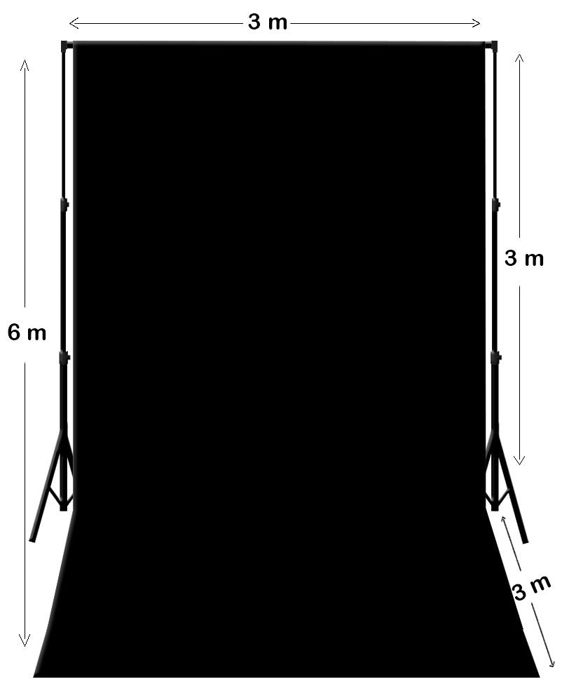 3M X 6M Black Photography Backdrop With Support System Stand