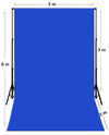 3m W x 6m H Blue Photography Muslin Backdrop with Backdrop Stand