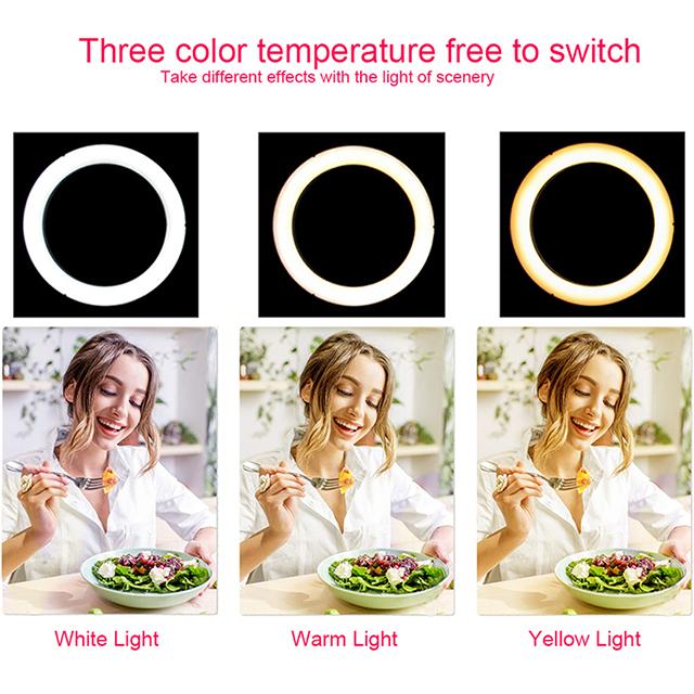 9 Inch 15W  Video Table Desktop Beauty Makeup LED Selfie Ring Light with Tripod