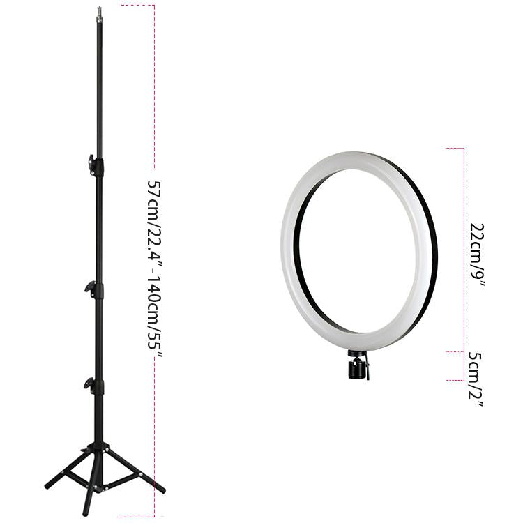 9 Inch 15W  Video Table Desktop Beauty Makeup LED Selfie Ring Light with Tripod