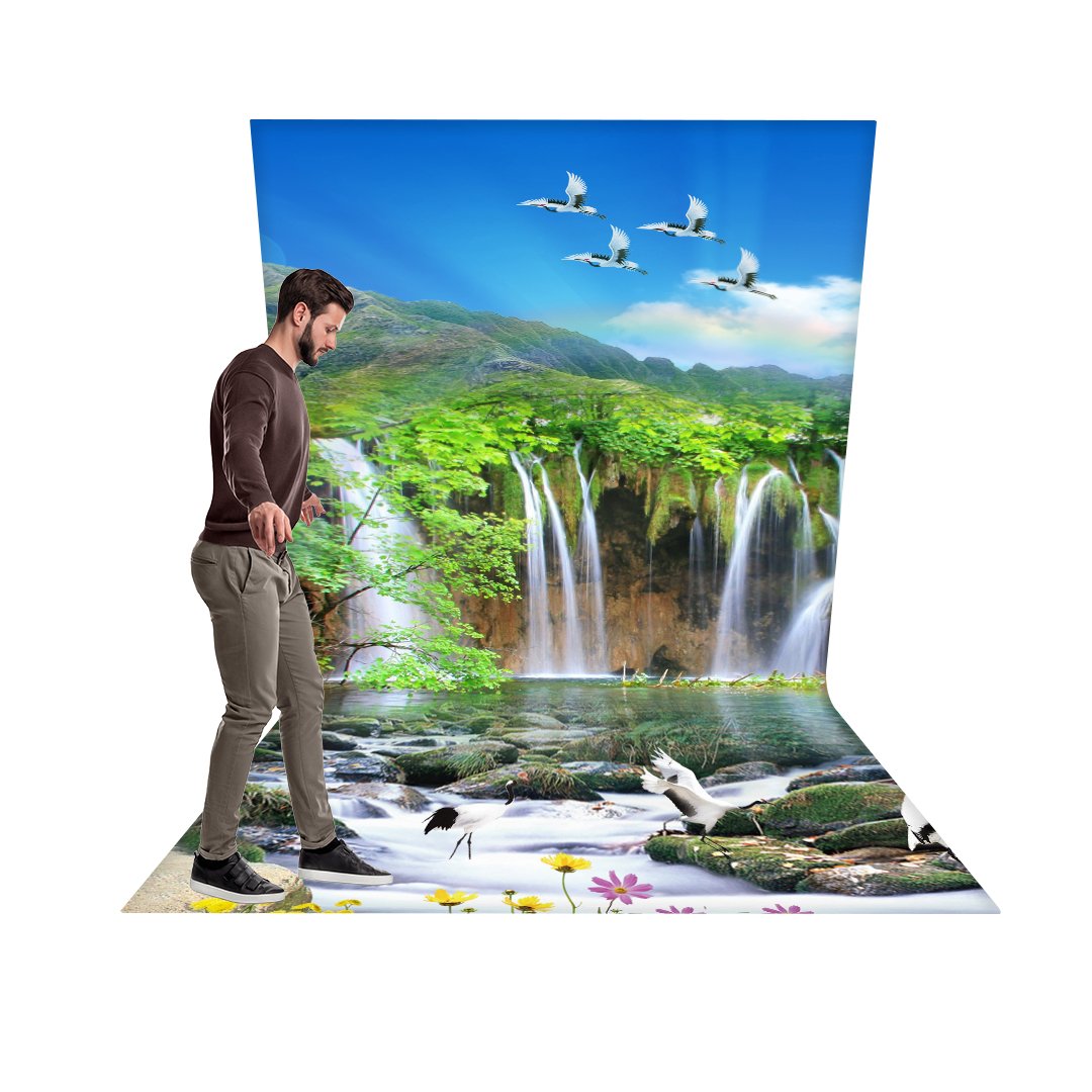 Waterfall Realistic 3D Design Backdrop L - Shaped Backwall