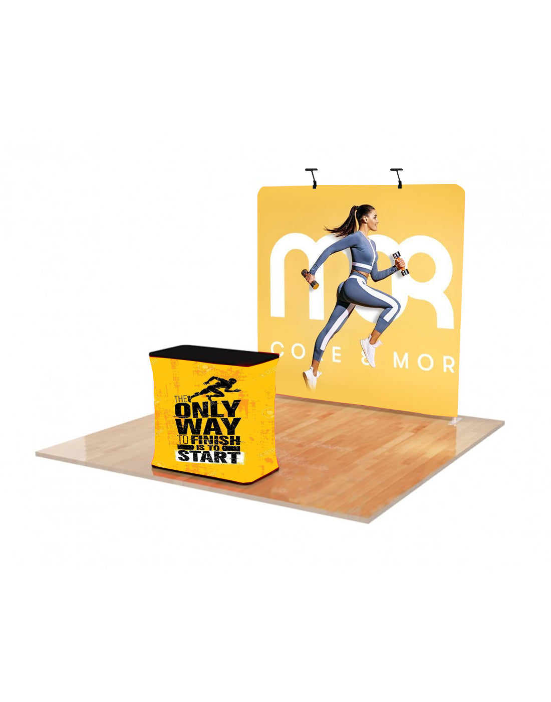 3m Tradeshow Display - Straight with Podium Case
