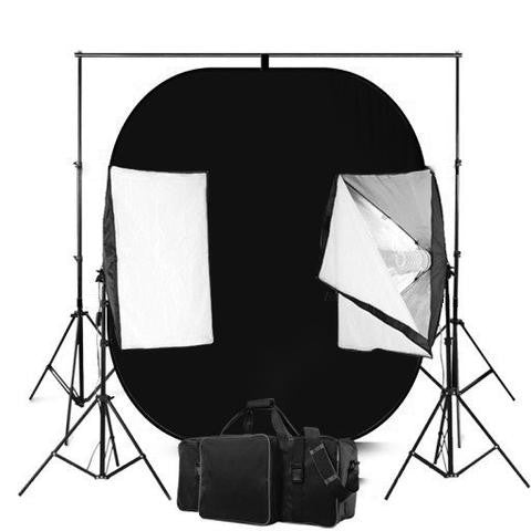 Black and White Reversible Photography Backdrop Screen With 50 x 70 Economy Softbox Studio Lighting Equipment