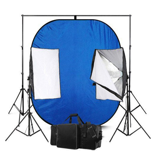 Blue And Green Screen Reversible Photography Backdrops With 50 x 70 Economy Softbox Studio Lighting Equipment
