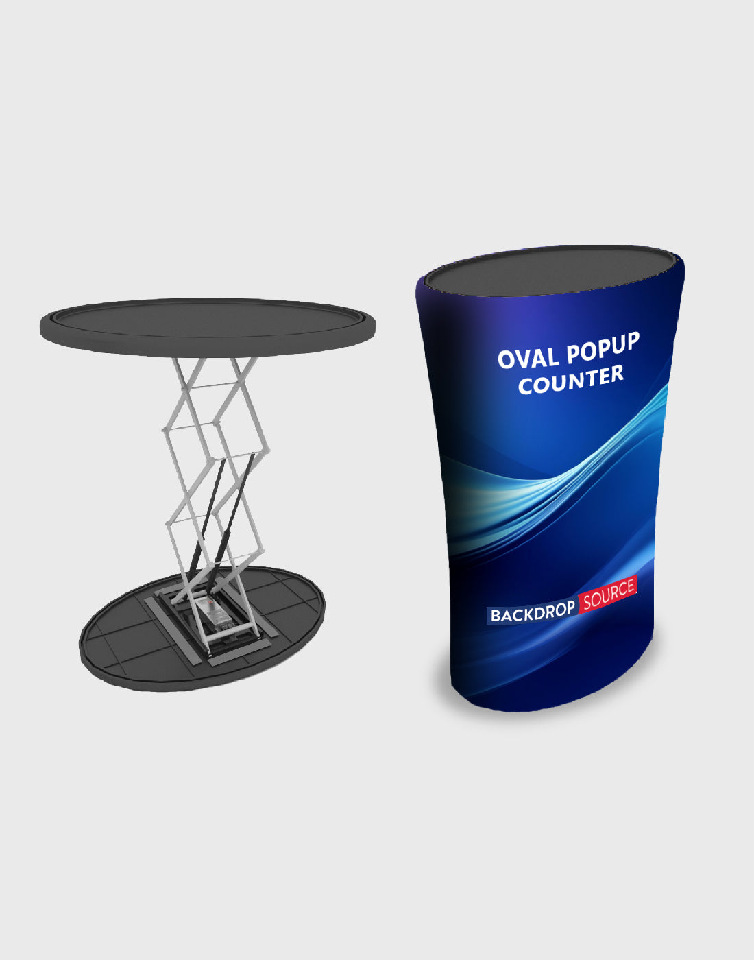 Counter Advertizing Backlit Oval Popup Counter | Illuminated Exhibition Counter Display ...