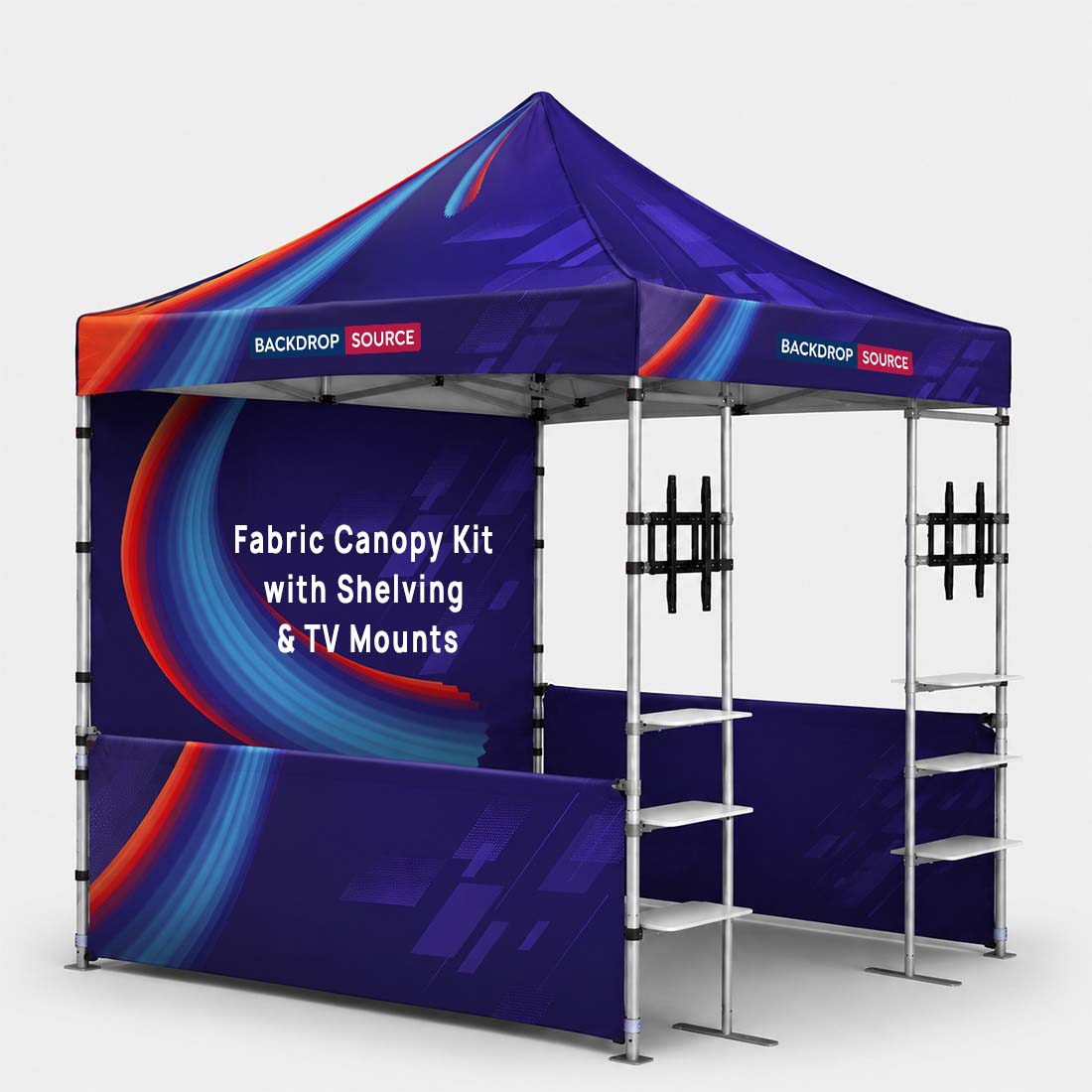 3m x 3m Fabric Canopy Kit with Shelving & TV Mounts