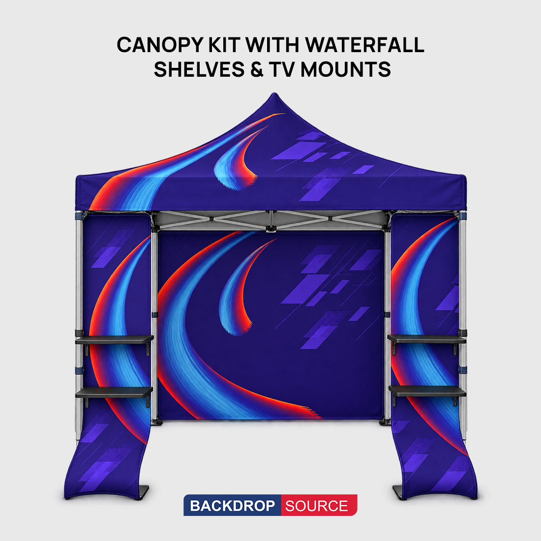 3m x 3m Fabric Canopy Kit A2 with Snake Display Shelves & TV Racks