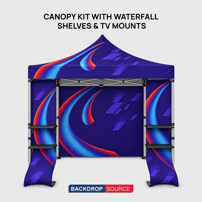 3m x 3m Fabric Canopy Kit A2 with Snake Display Shelves & TV Racks