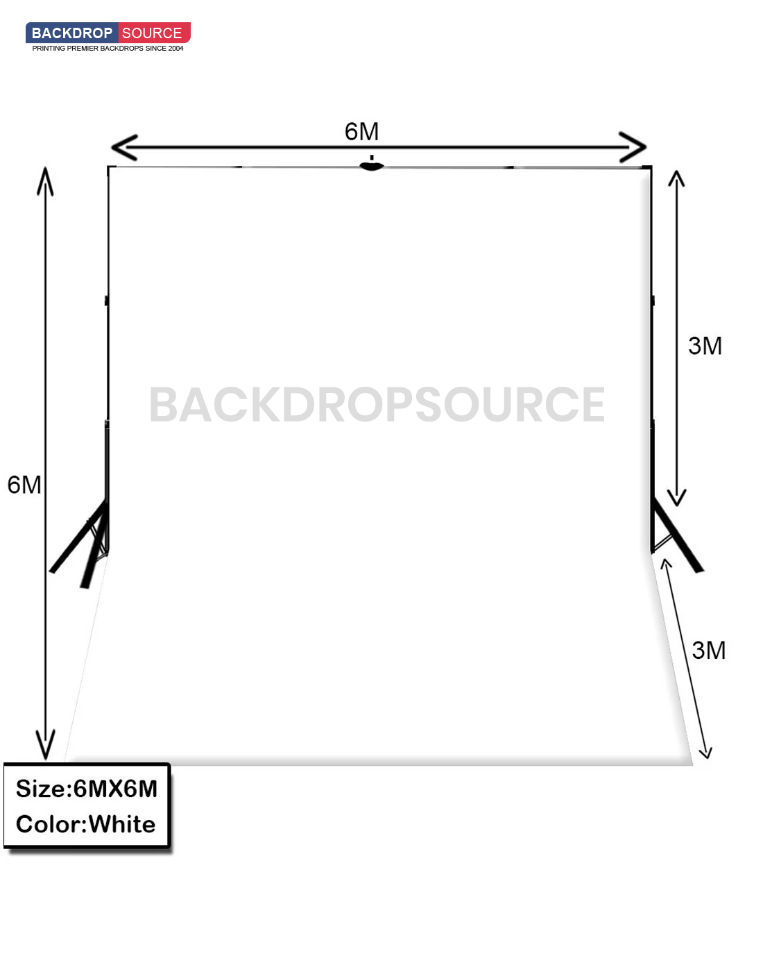 6m W x 6m H White/ Black Background with a Backdrop Stand