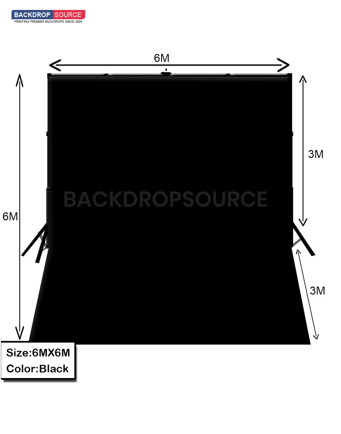 6m W x 6m H White/ Black Background with a Backdrop Stand