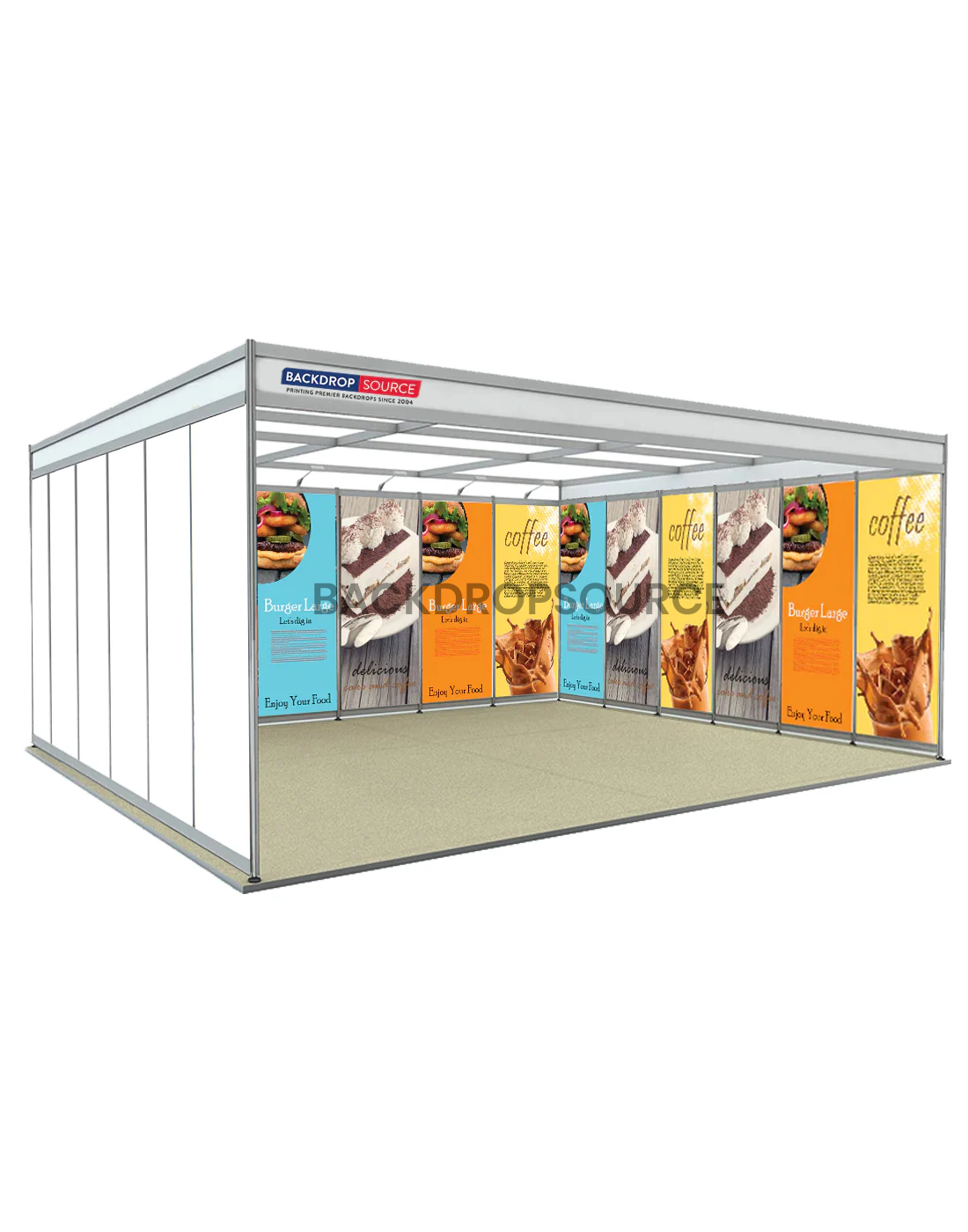 Shell Booth Round 6m x 3m Shell Scheme Graphics for All Exhibitions – Backdropsource UK