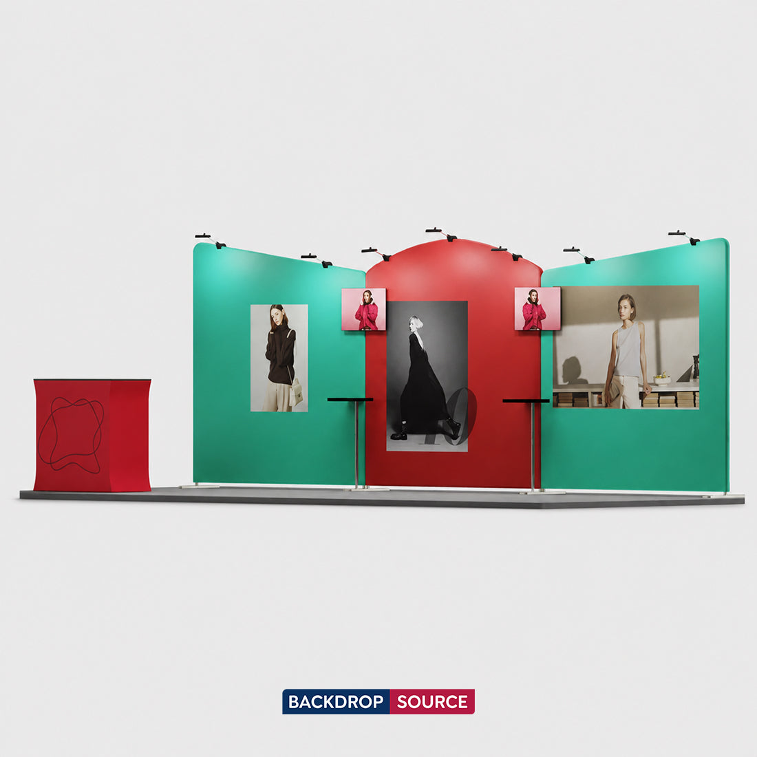 6x3m Straight Backdrop with 3D Wall & Arch Exhibition Kit