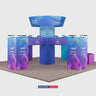 9x9m Cubic Tower Island Booth with Hanging Banner & Counters