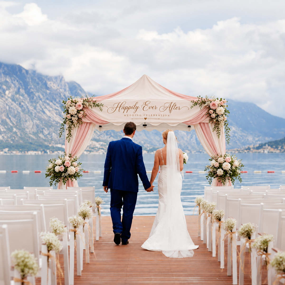 3m x 3m Canopy Tent with Scalloped Valances and Curtains