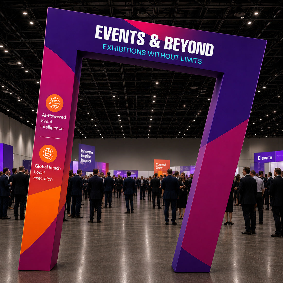 3D Fabric Slanted Arch Display Wall