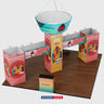 9x6m Cubic Tower Booth Kit with Hanging Banner & 2 Counters