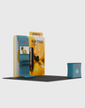 3x3m Booth Kit with Straight Wall, Waterfall TV Shelf & Counter