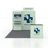3x3m Booth Kit with Straight Wall, Waterfall TV Shelf & Counter