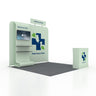 3x3m Booth Kit with Straight Wall, Waterfall TV Shelf & Counter