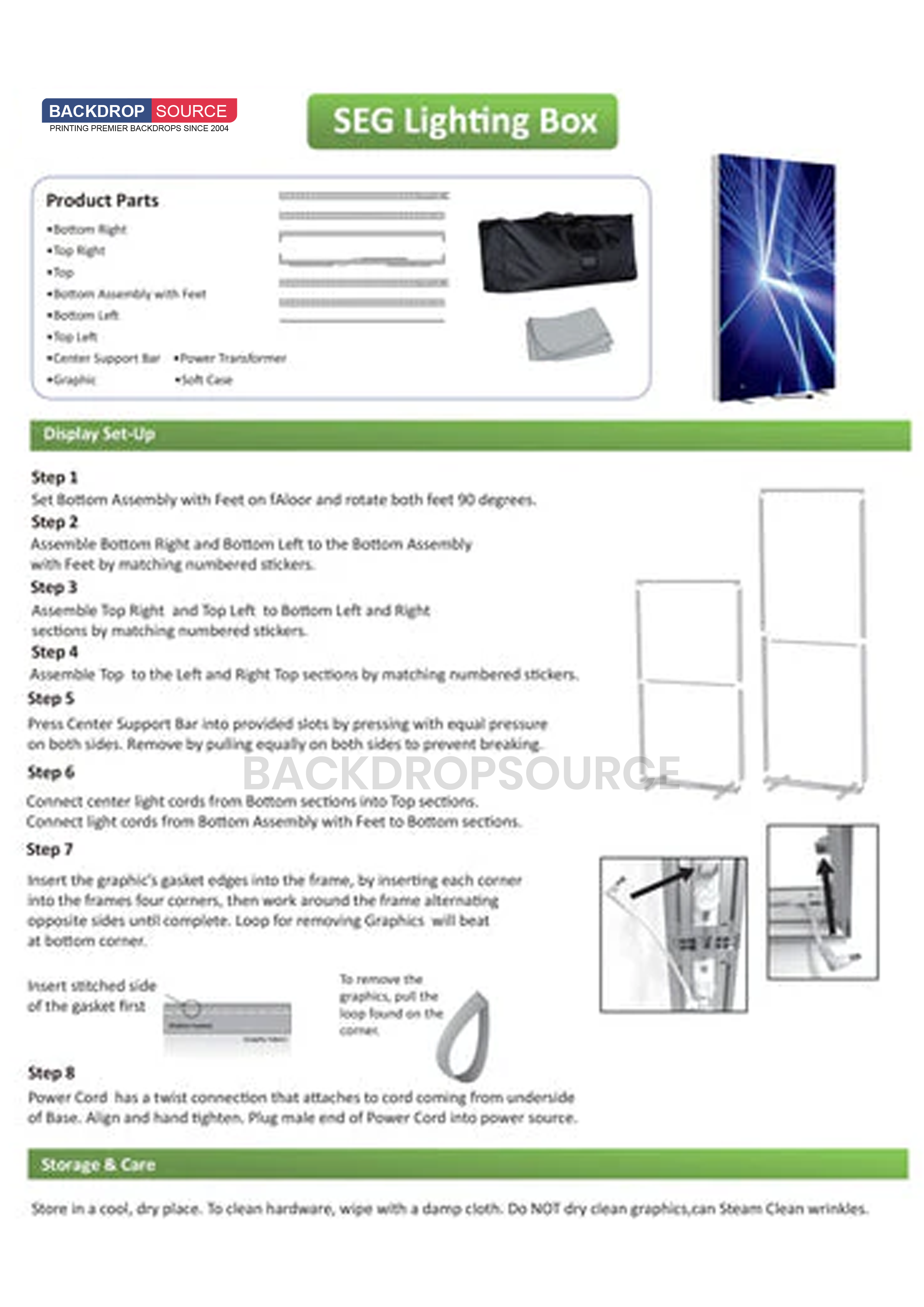 SEG Frameless Fabric LED Light Box Display - 1.2m W x 2m H