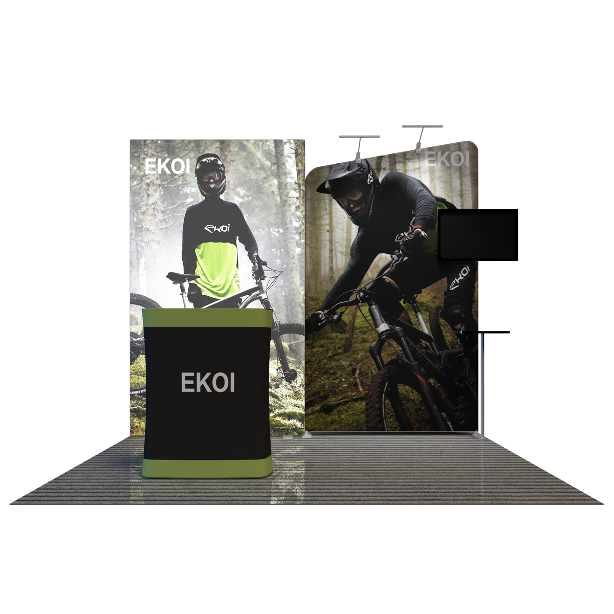 3x3m Fabric Wall Booth Kit with TV Mount & Inclined Display