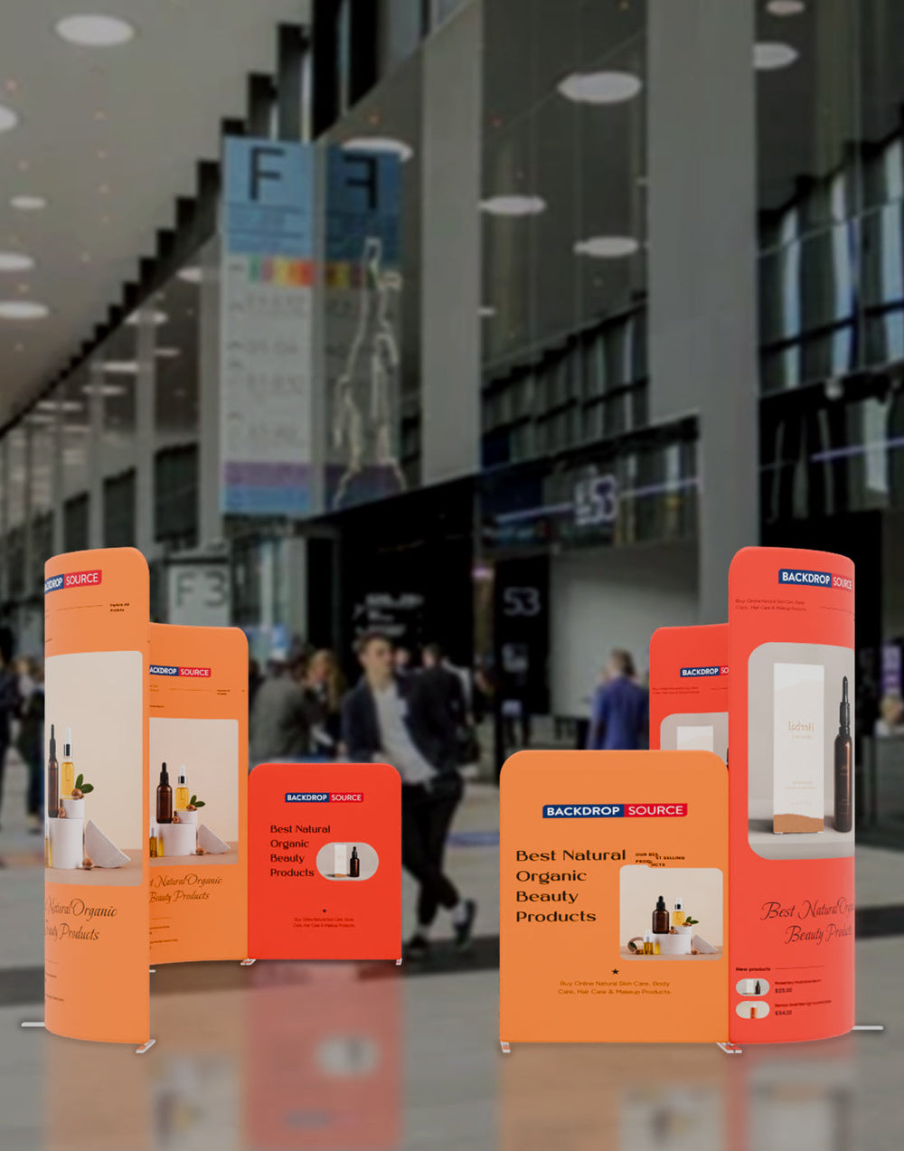 3x3m Magnetic Fabric Booth Wall with Curved & Straight Panels