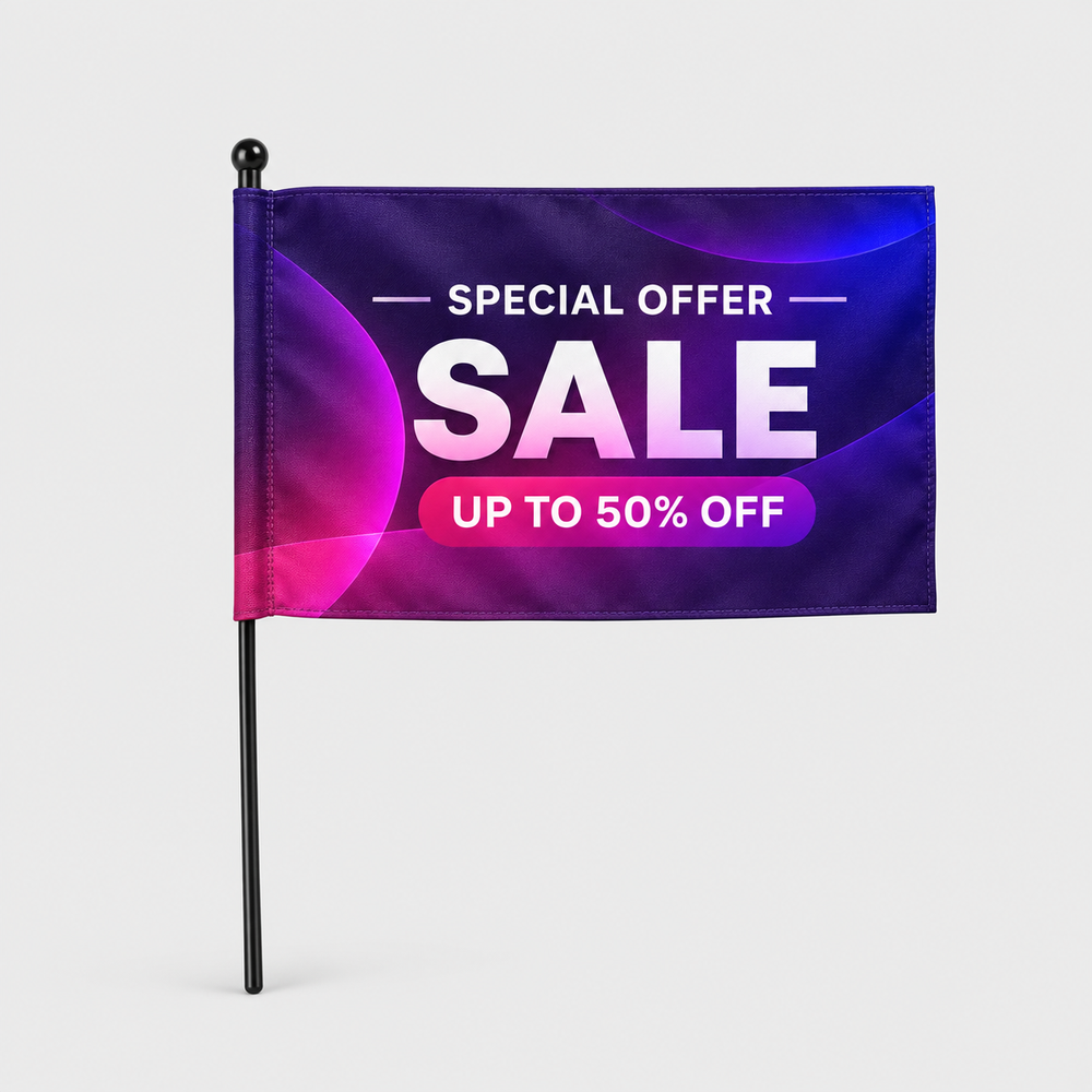 Custom Printed Hand Flags – 12" x 18"
