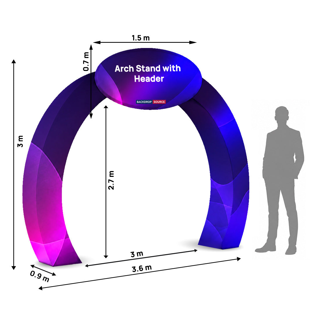 Modular Fabric Exhibition Archway Stand with Custom Header