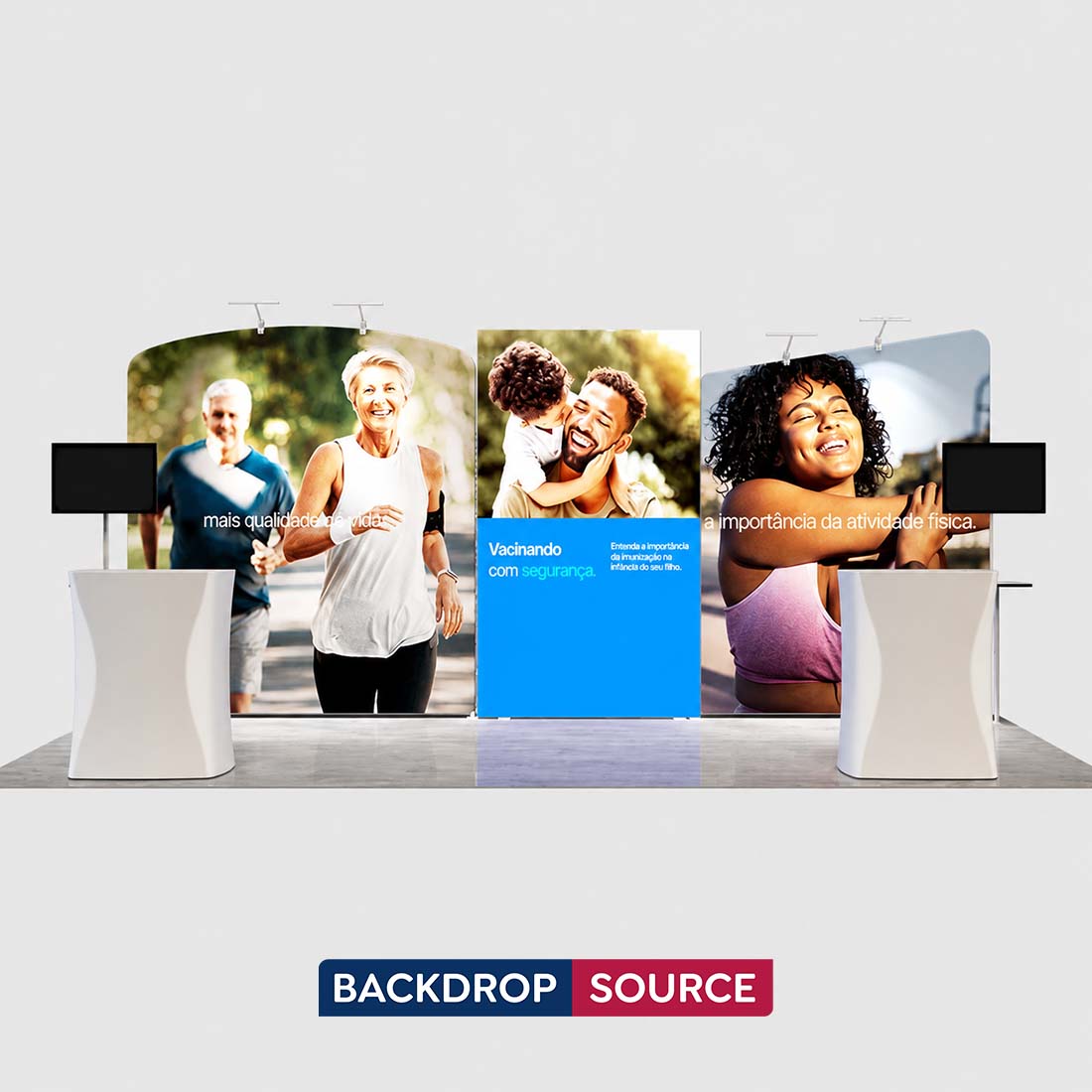 3x6m Curved C-Arch Booth Kit with 2 LED Counters