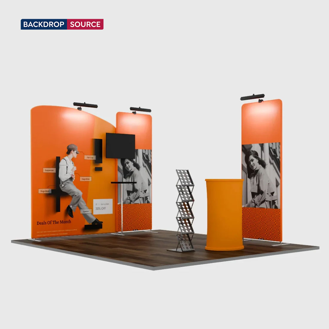 3m Wide Premium Modular Exhibition Booth Kit with TV Display