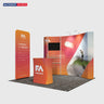 3x3m Booth Kit with Curved Wall, TV Shelf Tower & Banner