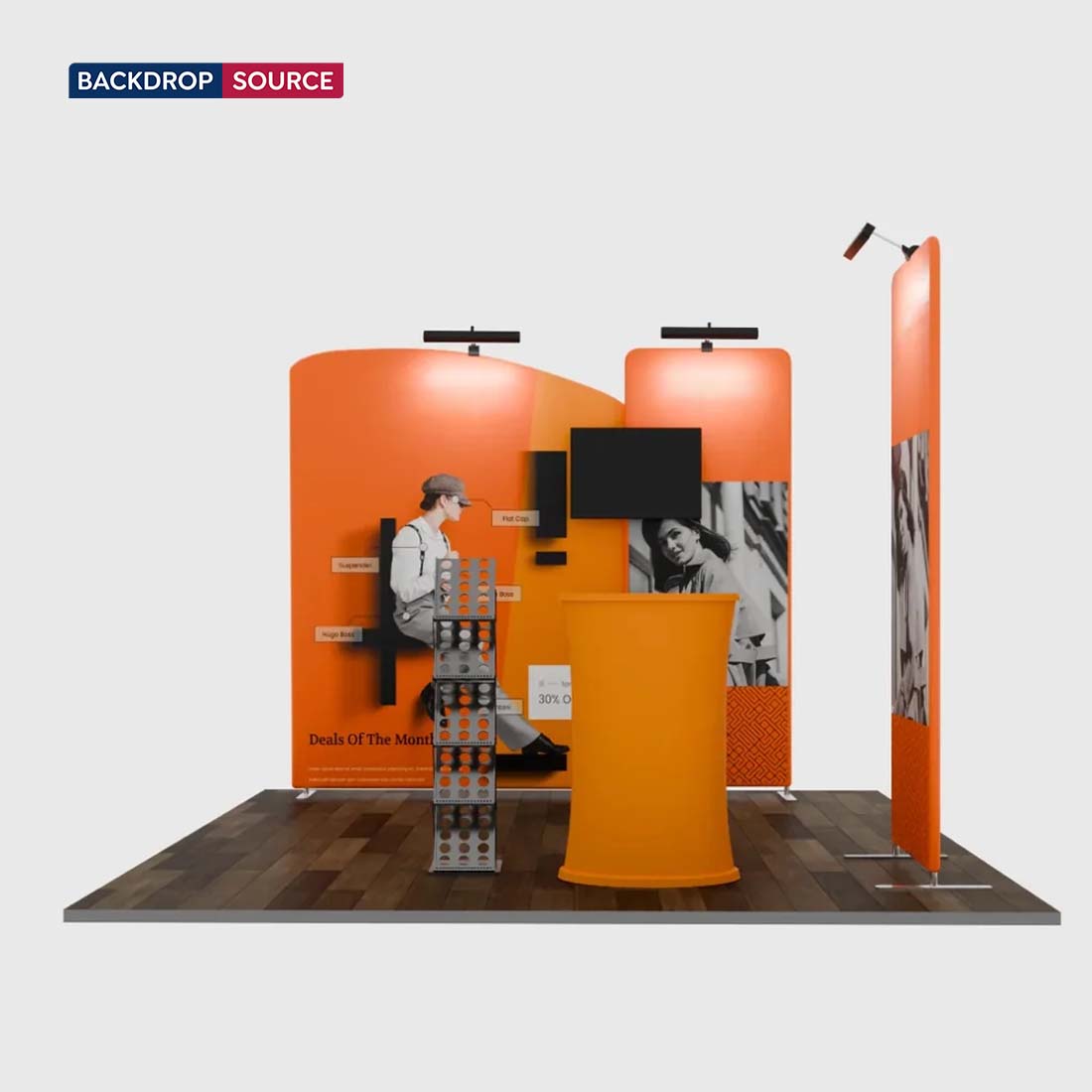 3m Wide Premium Modular Exhibition Booth Kit with TV Display