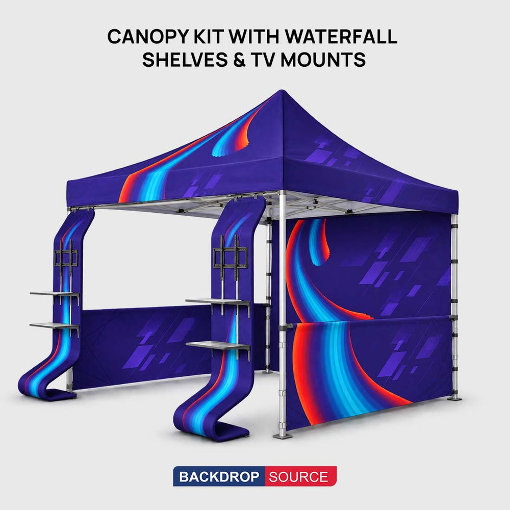 3m x 3m Fabric Canopy Kit A2 with Snake Display Shelves & TV Racks