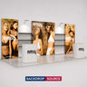 3x6m Triple Backlit SEG Booth Kit with Shelving & LED Counters