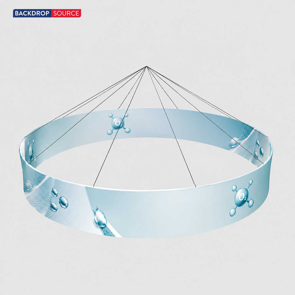 6x6m Island Booth with 3D Fabric Walls & Circular Hanging Sign