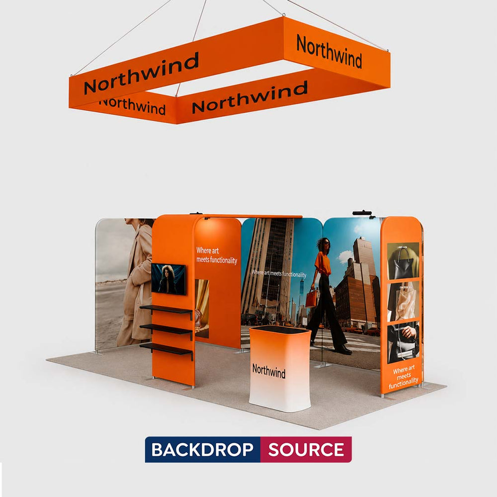 3x6m Magnetic Booth Kit with L-Shape TV Tower & Hanging Banner