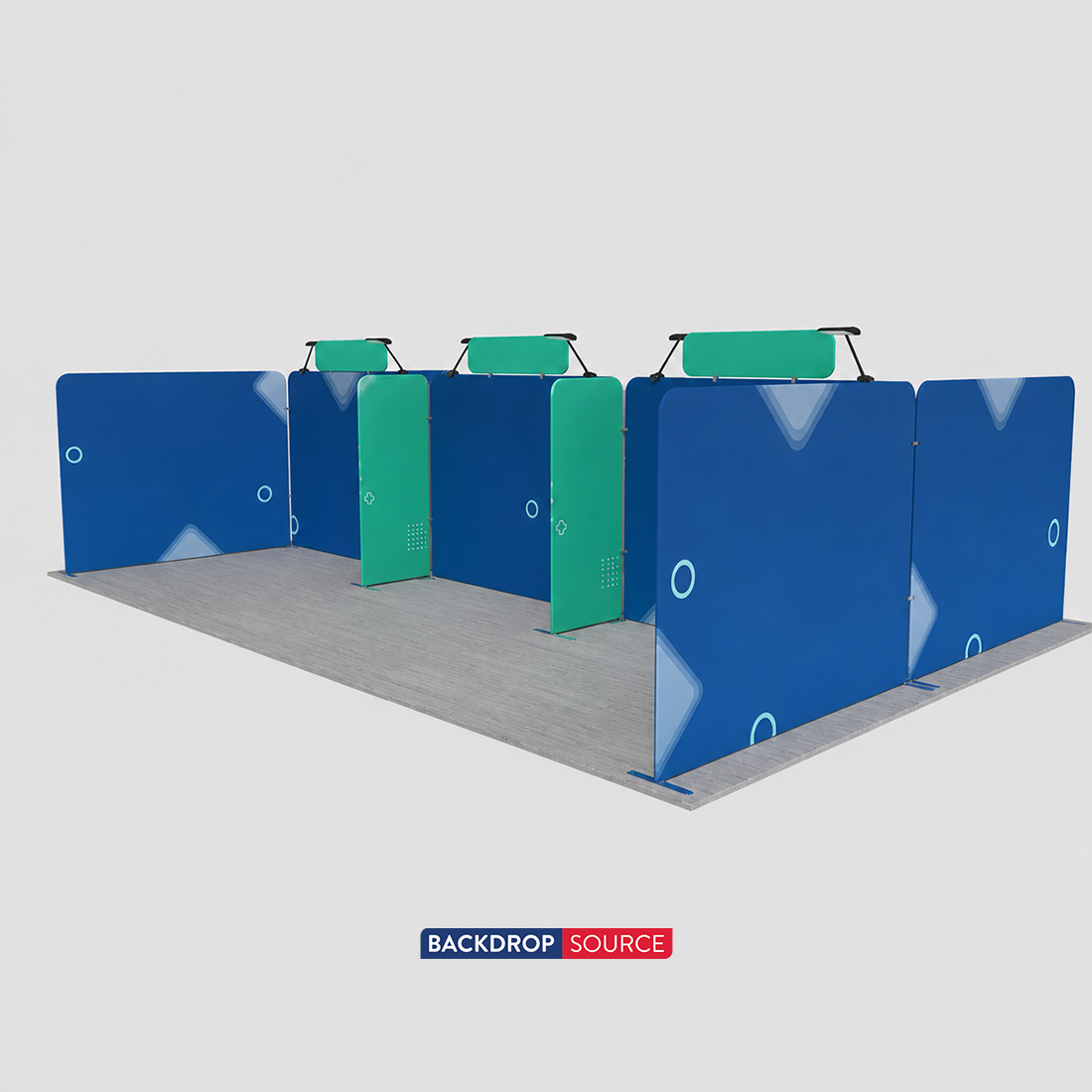9x6m Tension Fabric Booth Kit with Banner Stands & LED Lights